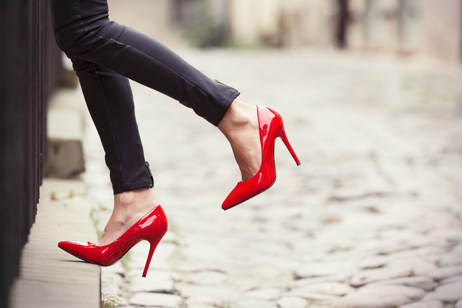 màu đỏ, Quần jean, Đàn bà, giày cao gót