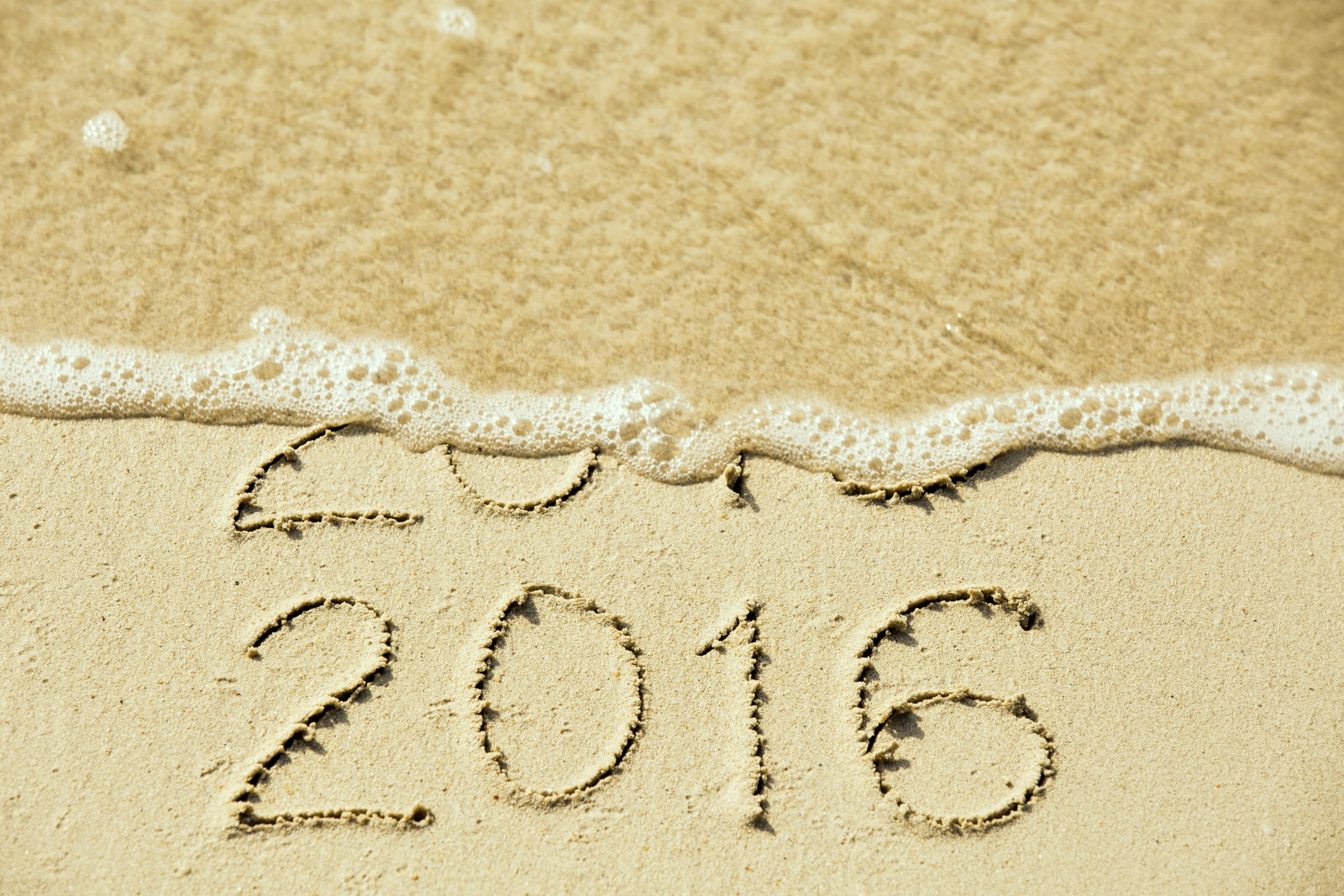 Tahun baru, pantai, laut, senang, pasir, angka, 2016