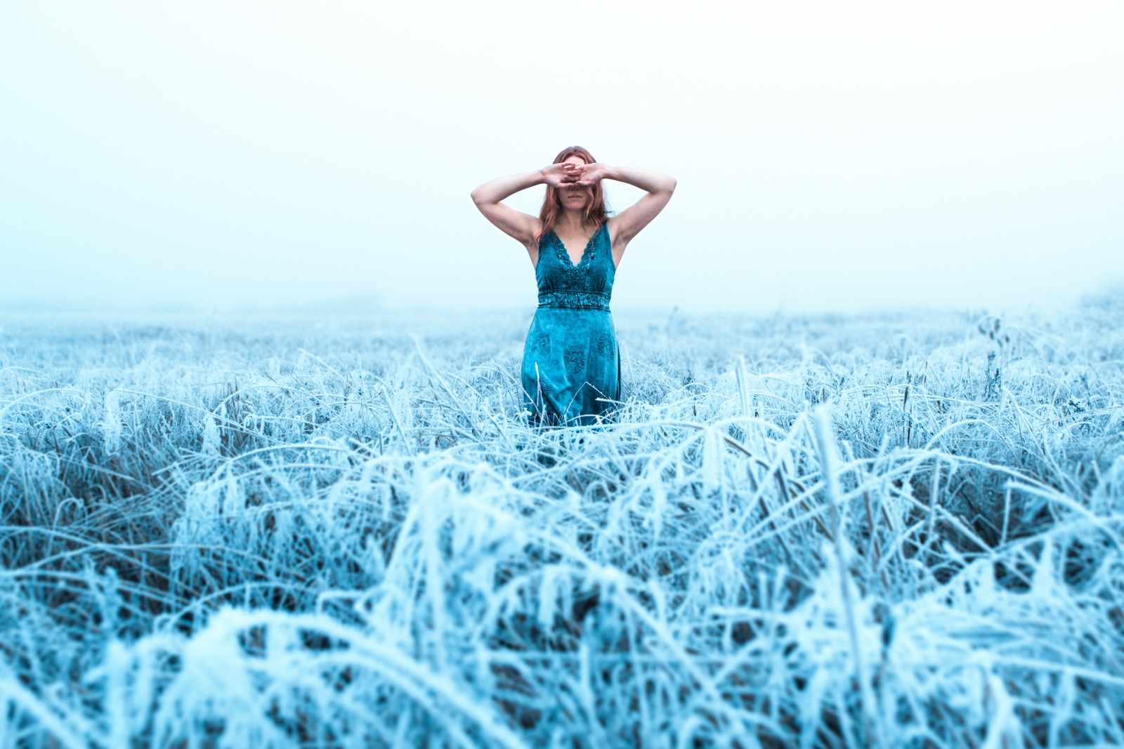 草, 女孩, 冷, 霜, 连衣裙, 丽兹·加德, 美好的冬天