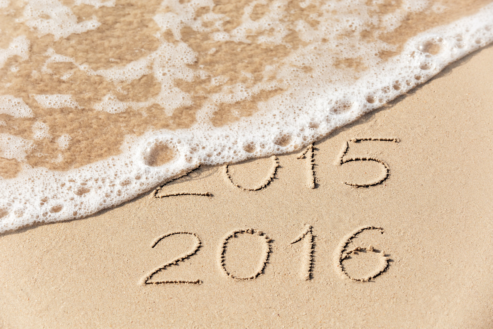 Tahun baru, pantai, laut, senang, pasir, angka, 2016