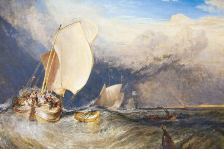 ボート, 漁師, 画像, 帆, 海, 海景, 波, ウィリアム・ターナー