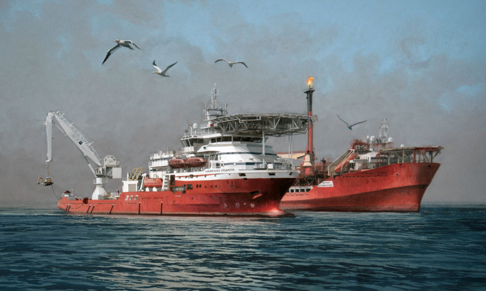 bầu trời, biển, con tàu, chim, được sử dụng bởi thợ lặn, HARKAND ATLANTIS, Cửa hàng tàu, FPSO Petrojarl Banff