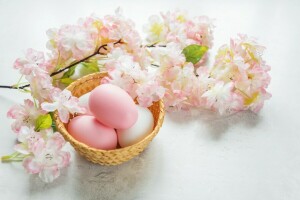 부활절, 달걀, 꽃들, 행복, 봄