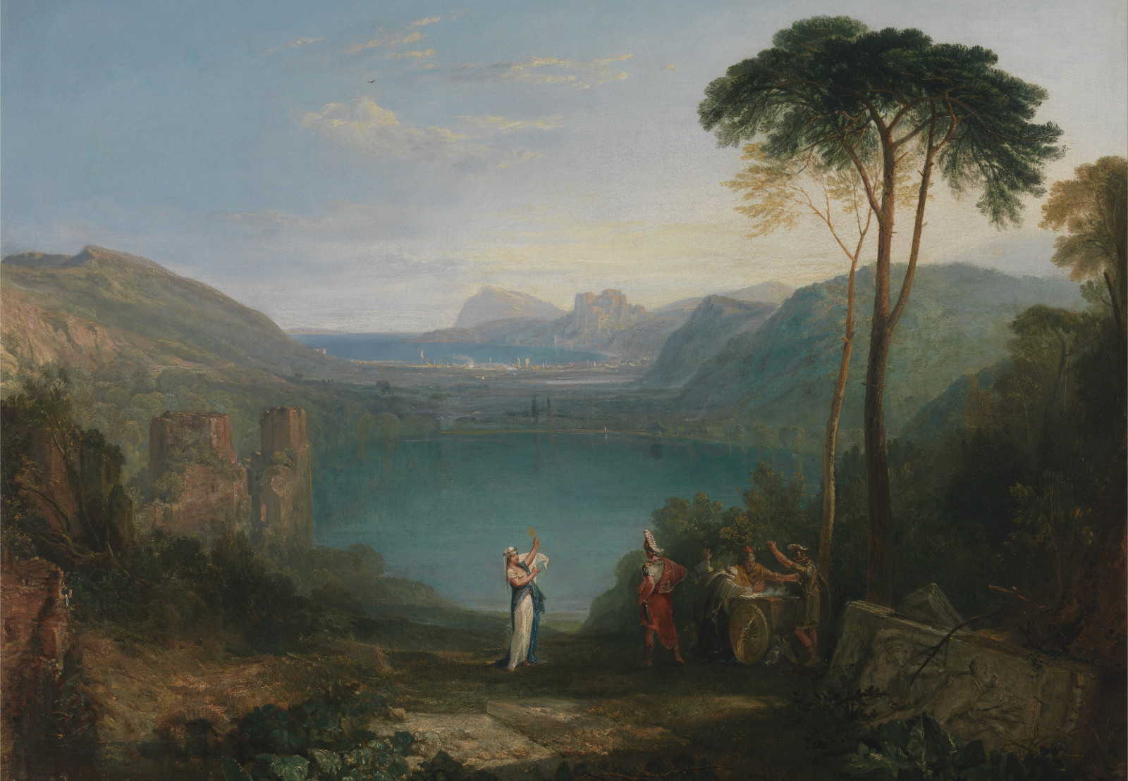 danau, pemandangan, pohon, gambar, gunung, mitos, William Turner