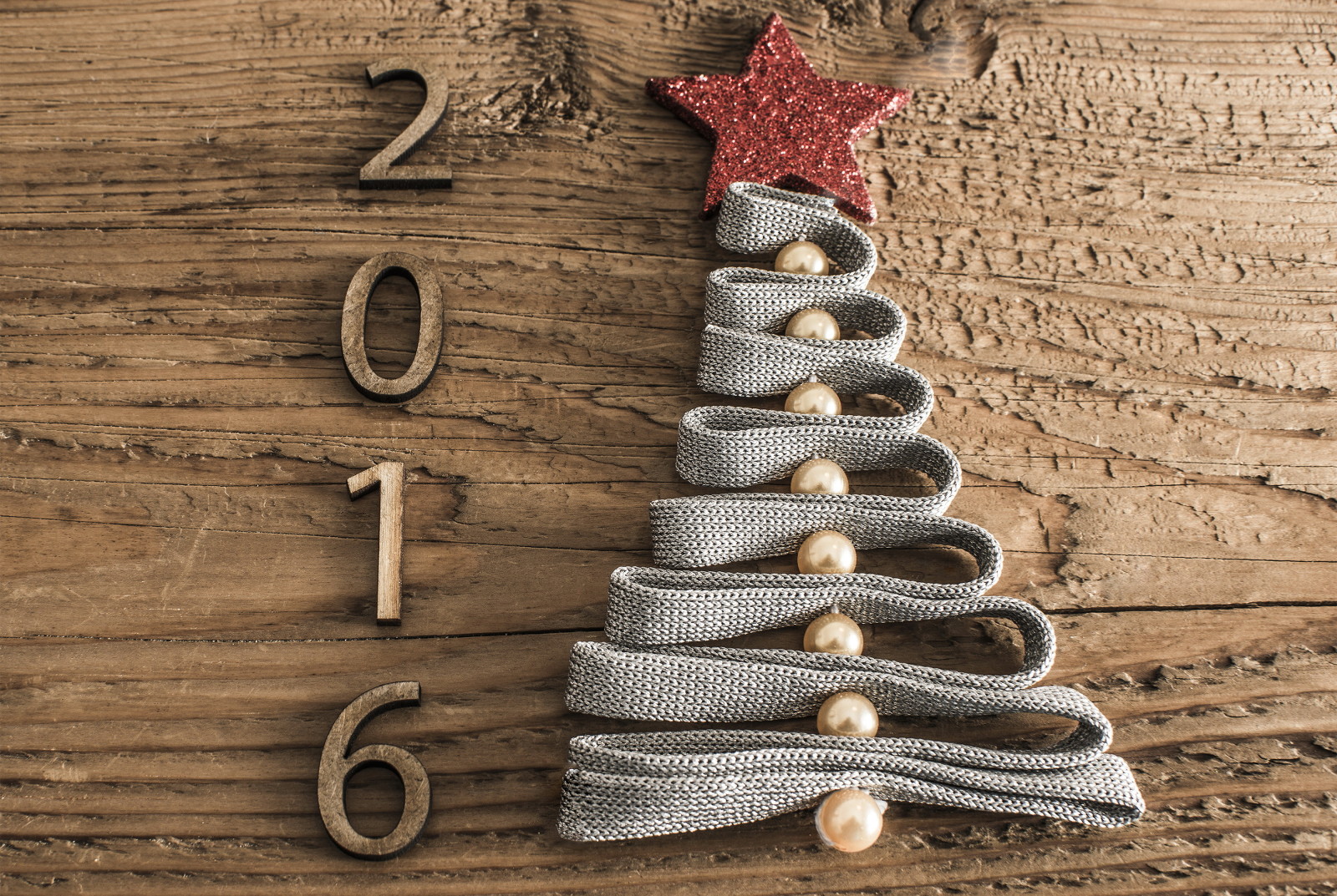 ต้นไม้, ปีใหม่, วันหยุด, เทป, ดาว, ทำด้วยไม้, ตัวเลข, 2016
