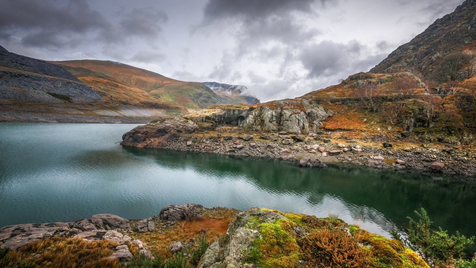 musim gugur, danau, Wales, Snowdonia, Llyn Peris