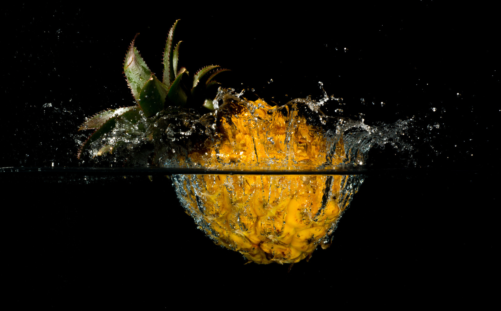 水, 喷出, 菠萝, 溅, 水果