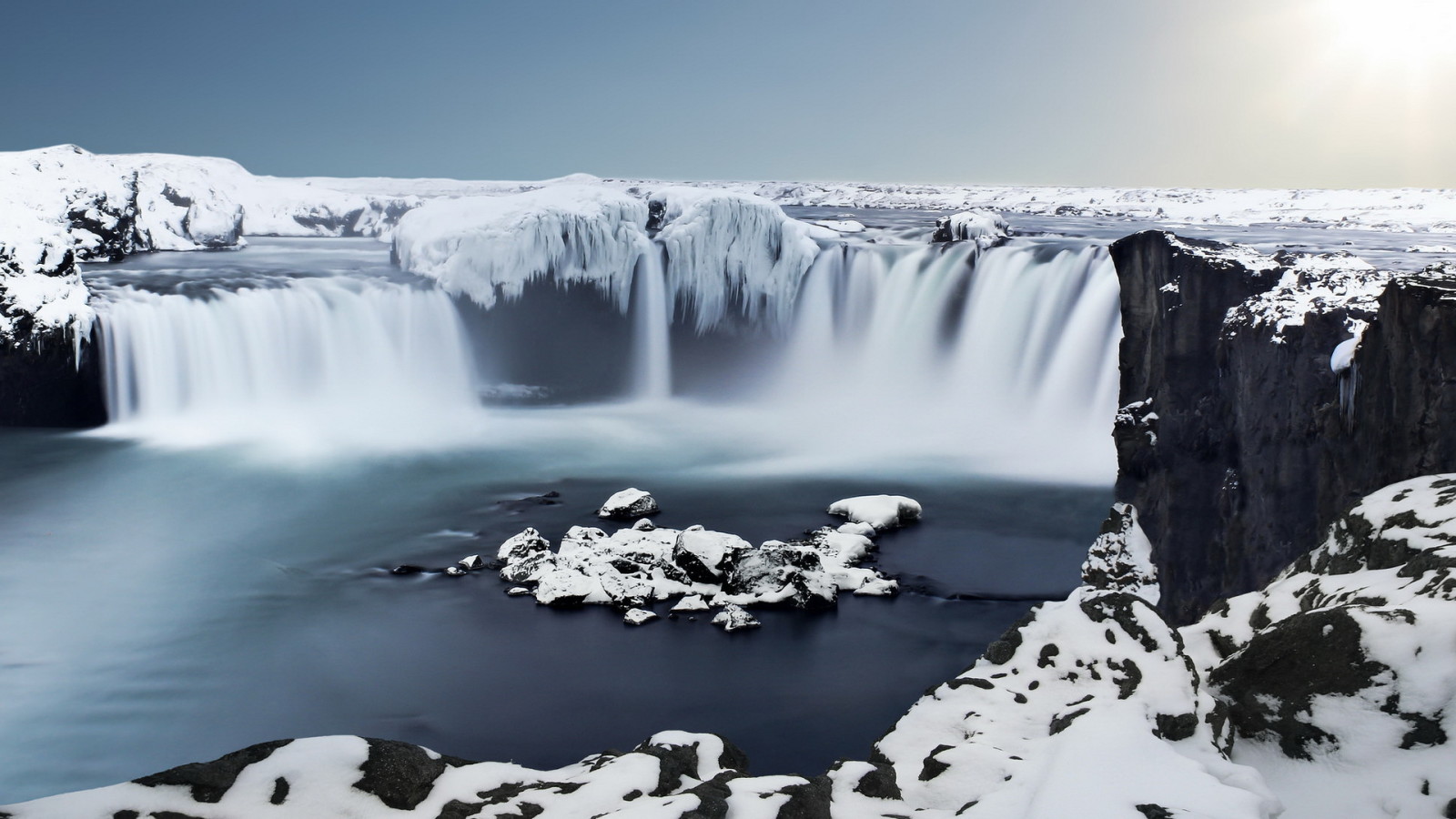 氷, 滝, アイスランド, ゴダフォス