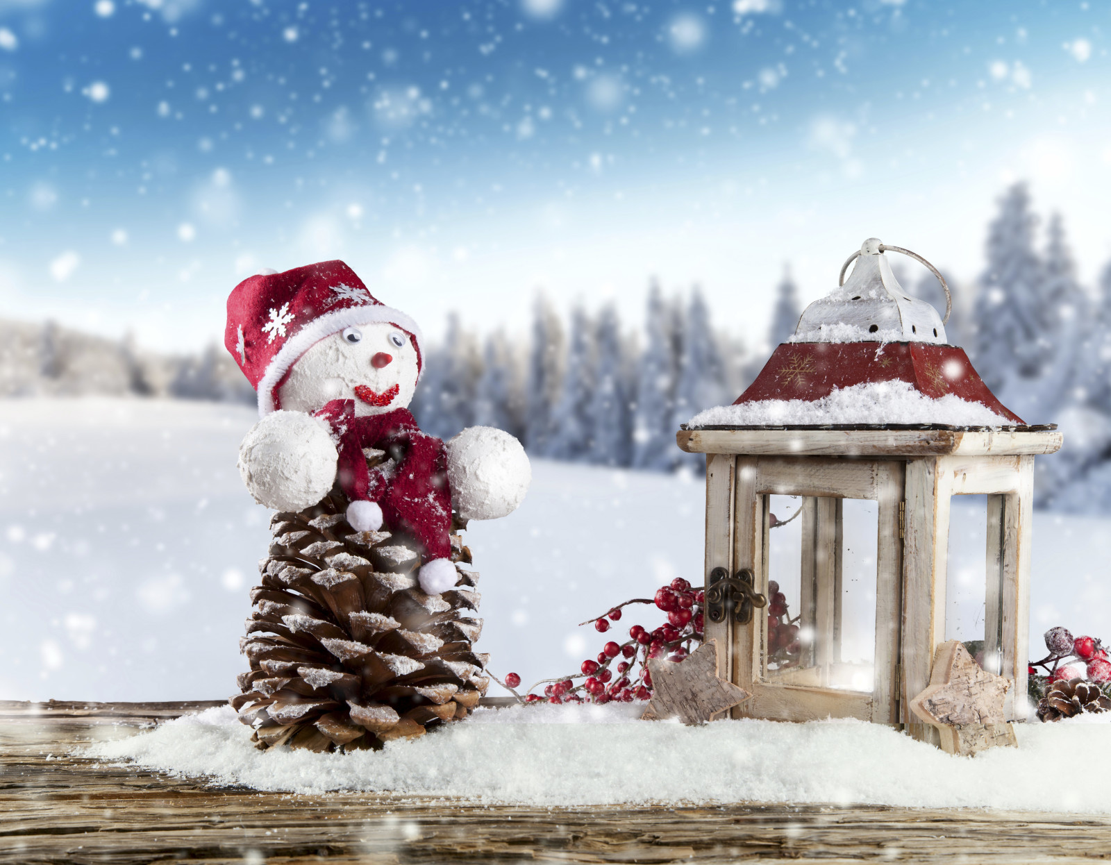 salju, Tahun baru, dekorasi, ranting, musim dingin, pemandangan, liburan, manusia salju