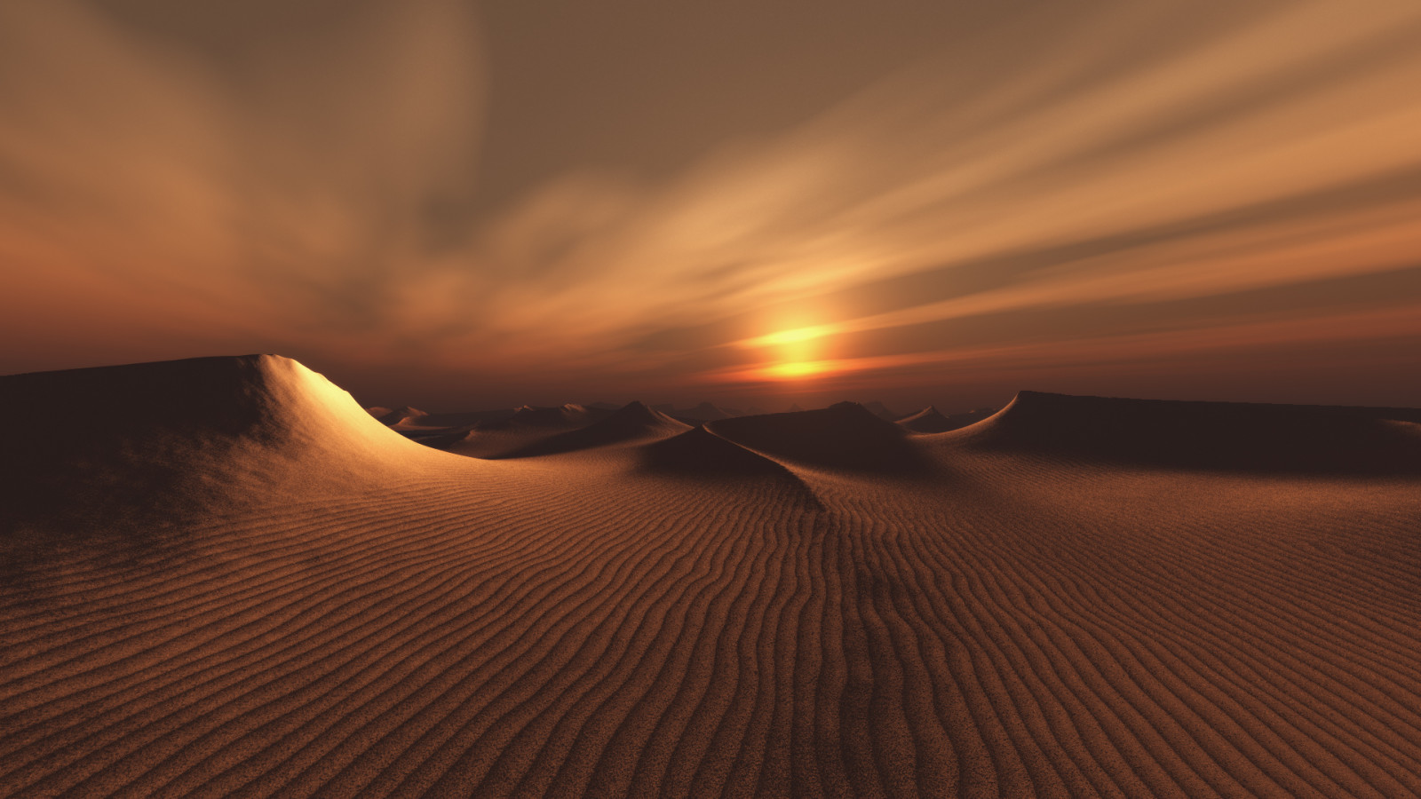 Sa mạc, mặt trời, cồn cát