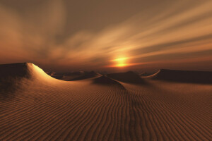 砂漠, 砂丘, 太陽