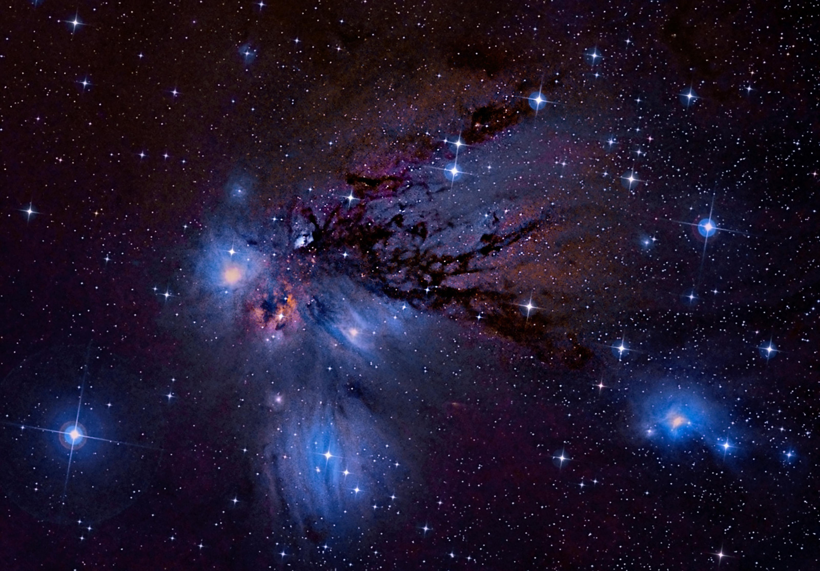 성운, 일각수, 별자리에서, 반영, NGC-2170