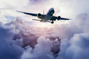 旅客機, 雲, ハエ, 高い, 空の上に, 飛行機, 空