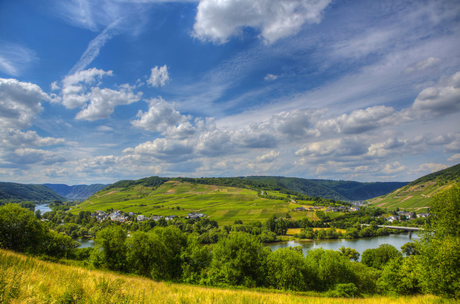 alam, langit, sungai, pemandangan, pohon, Jerman, foto, Sinsheim