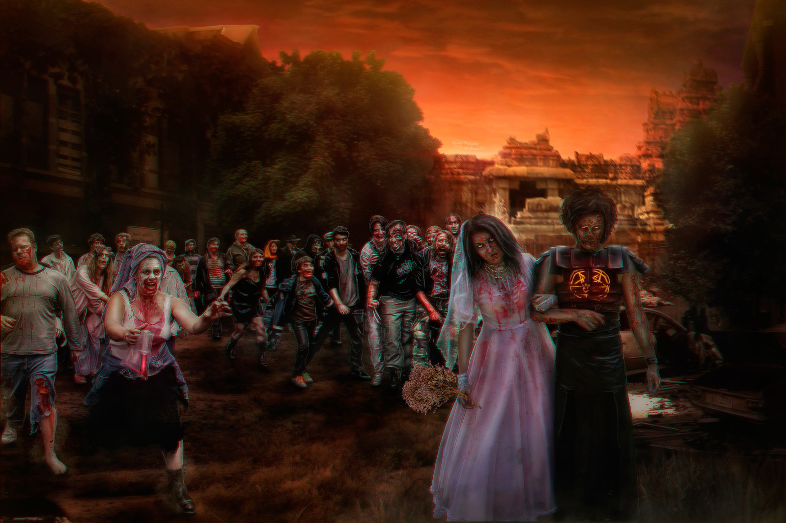 zombie, pernikahan, pengantin, pengantin pria