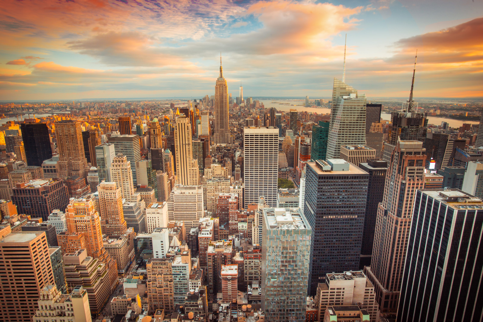 thành phố, Hoàng hôn, tòa nhà chọc trời, Hoa Kỳ, Newyork, các tòa nhà, Thành phố New York, Khu trung tâm