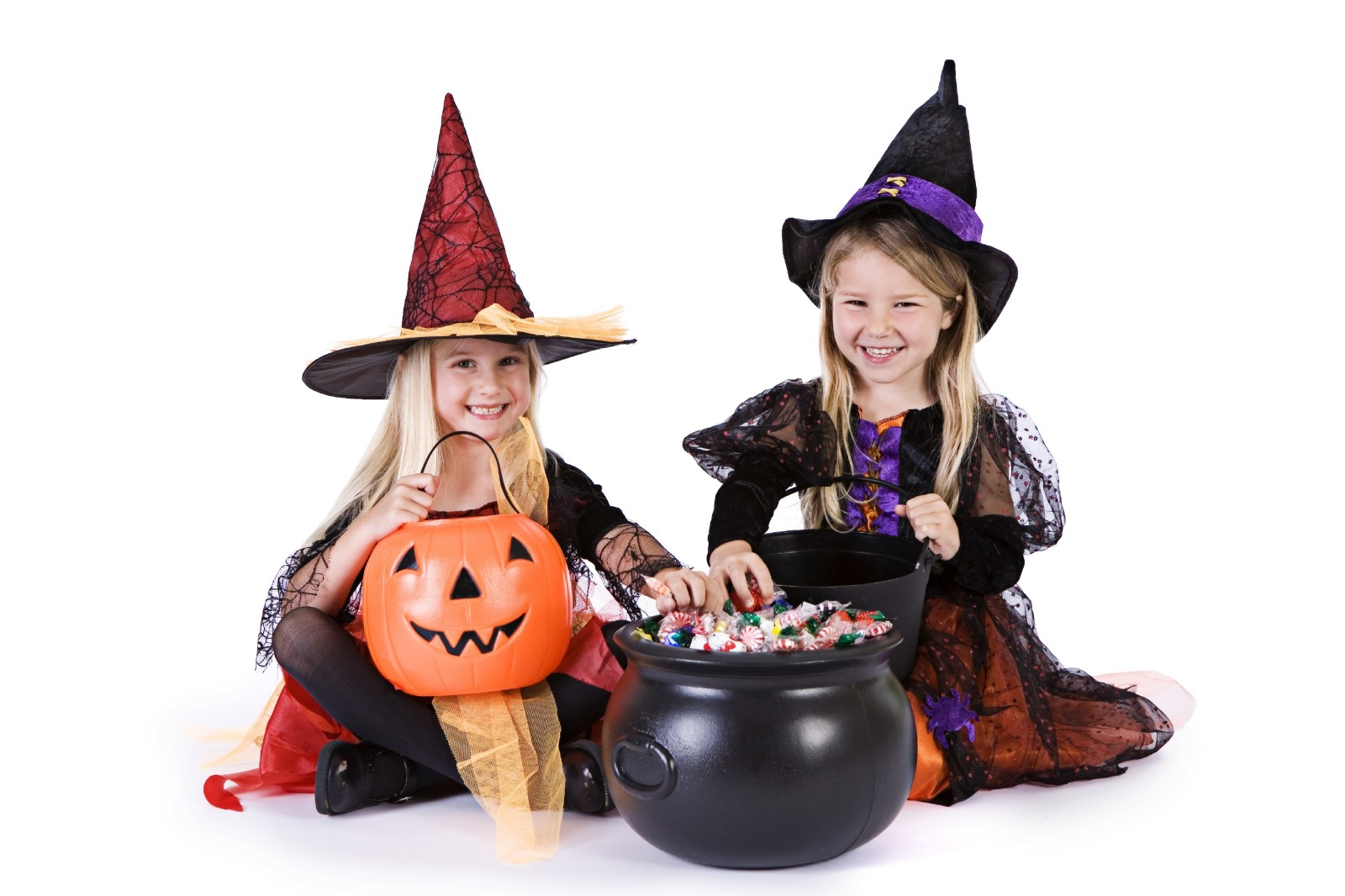 anak-anak, liburan, anak-anak, Permen, kostum, labu, Penyihir, Halloween