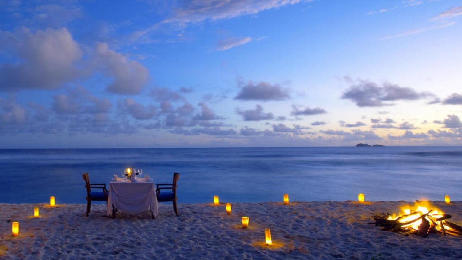 浪漫, 海滩, 海洋, 浪漫, 蜡烛, 晚餐, 火