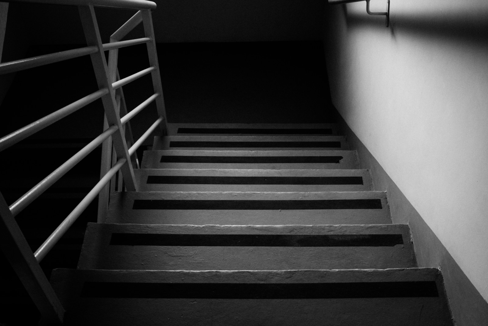 hitam dan putih, tangga, tahap