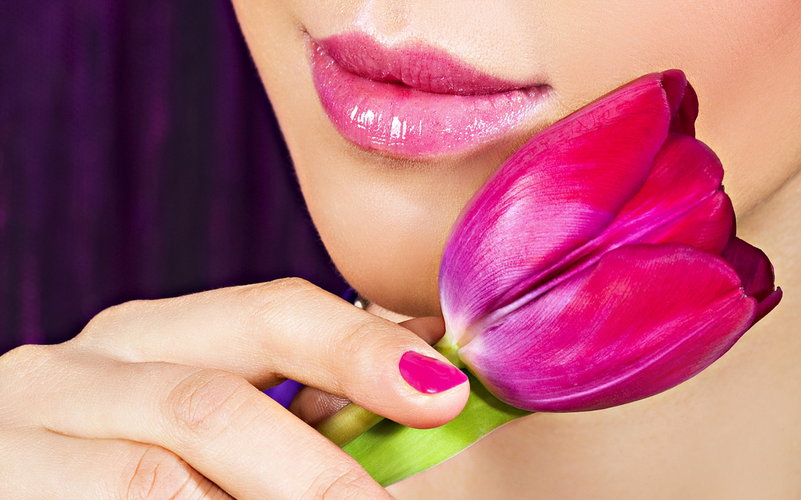 khuôn mặt, bông hoa, đôi môi, Hoa tulip