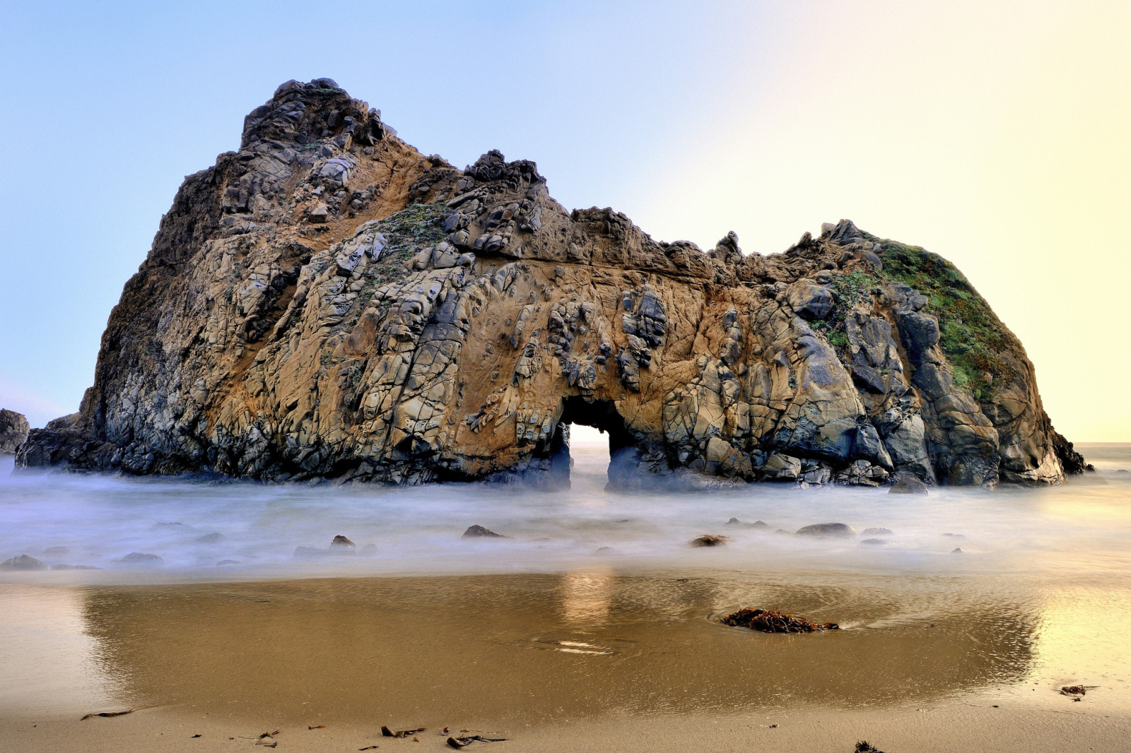 海滩, 海洋, 拱, 岩石, 加利福尼亚州, 大苏尔, 菲佛海滩, 美国