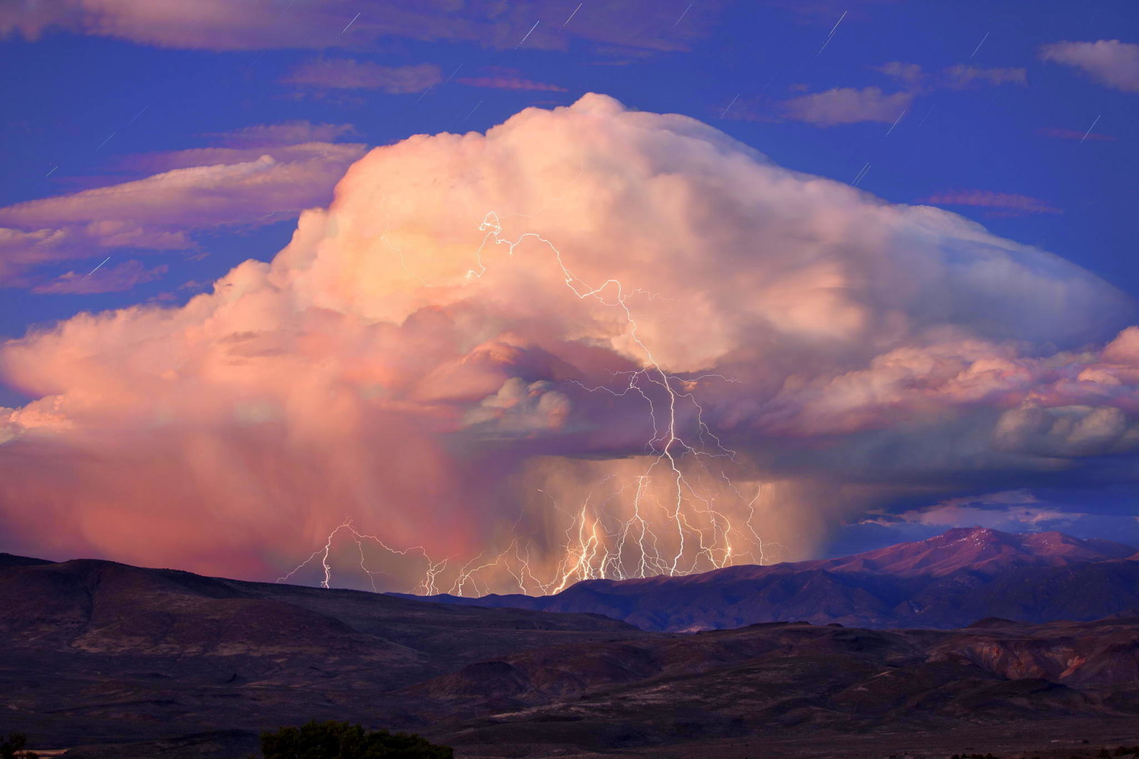 自然, 风暴, 闪电, 峡谷, 云