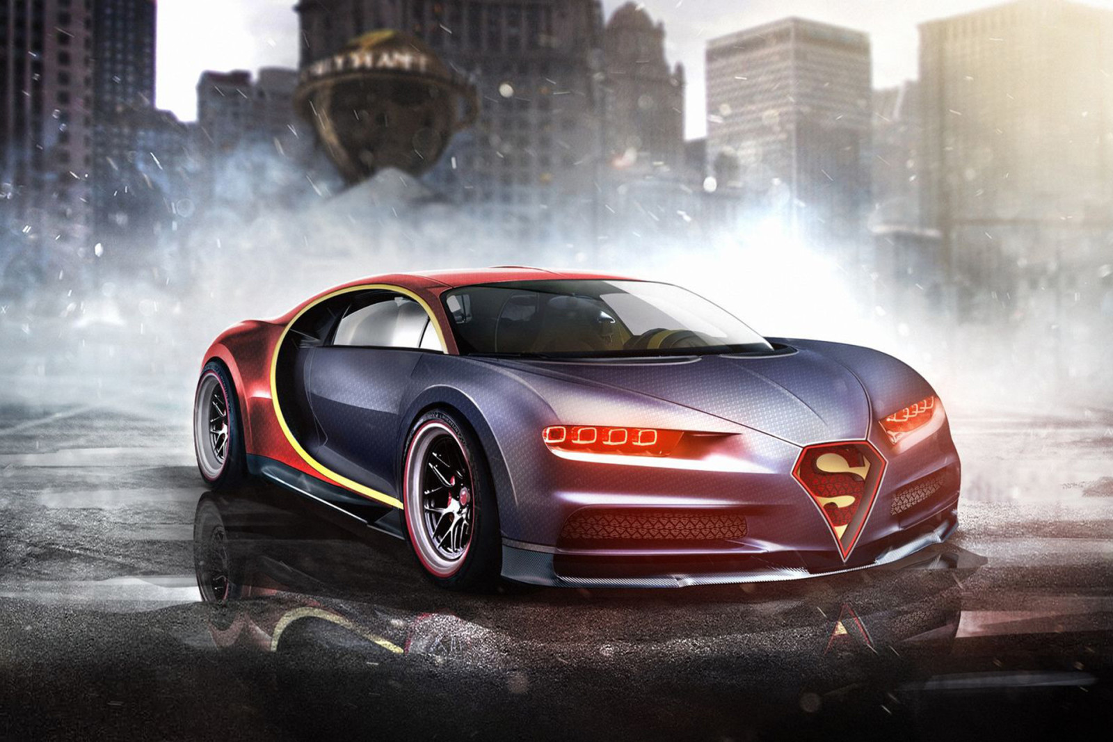 汽车, 奇迹, 布加迪, 超级英雄, 超人, 布加迪·凯龙（Bugatti Chiron）, 直流超级英雄
