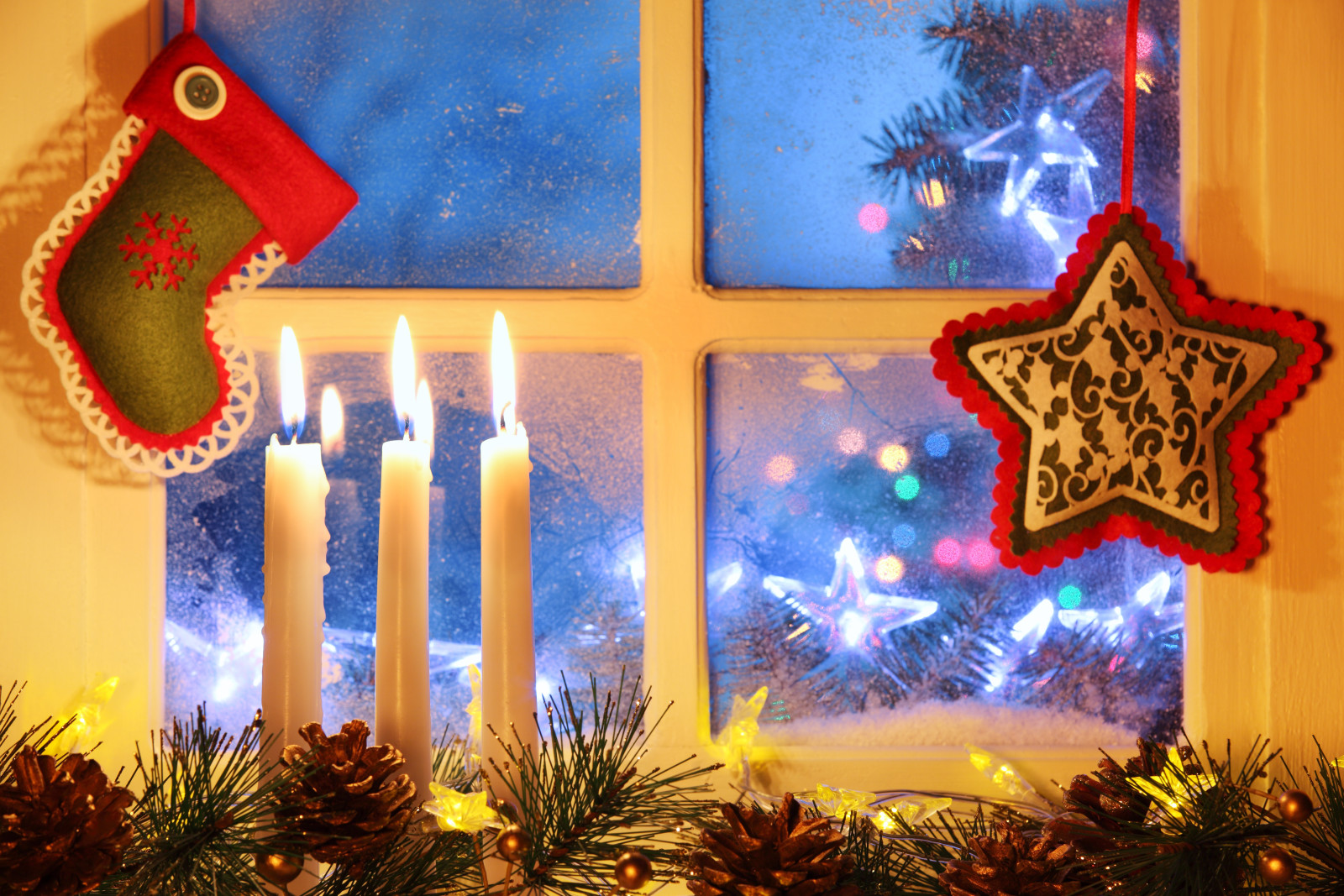 雪, 新年, 圣诞, 装饰, 快活的, 光, 冬季, 圣诞节