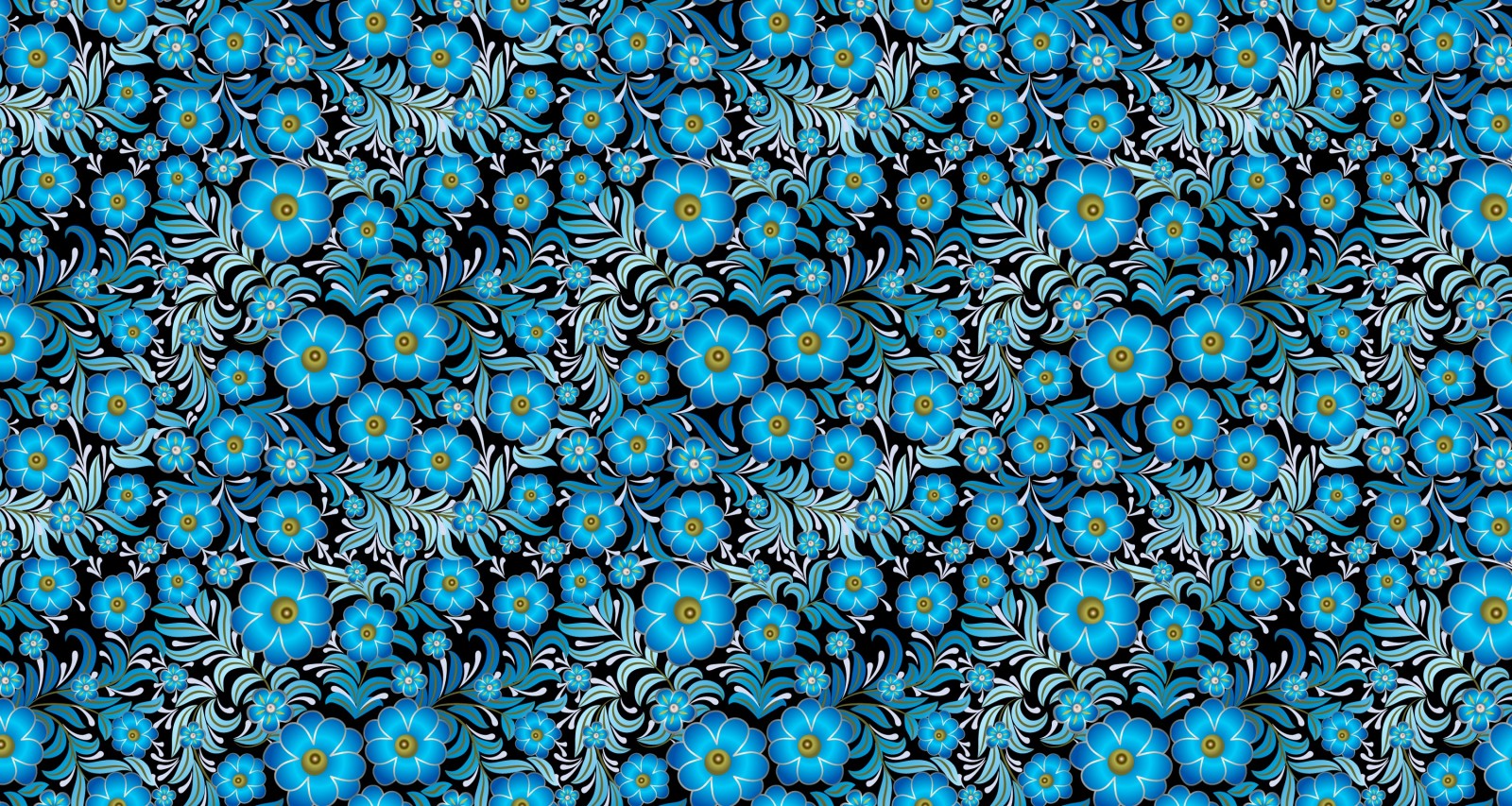 푸른, 꽃들, 무늬
