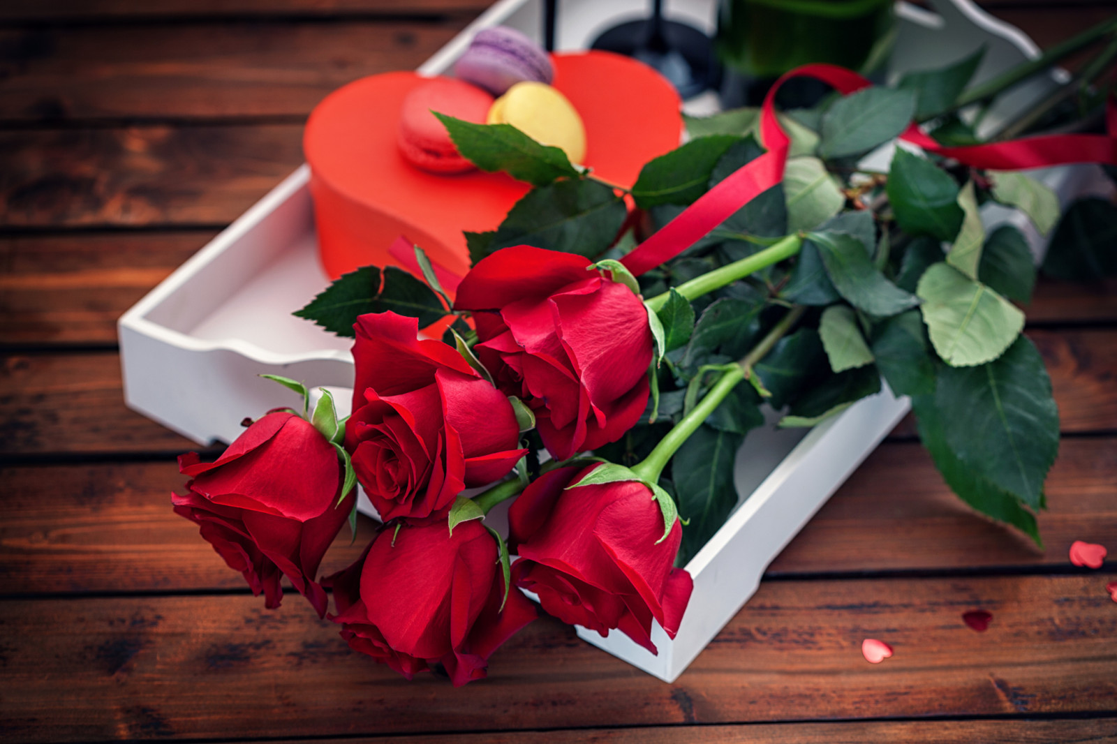 ngày lễ, hoa hồng, những bông hoa, cái hộp, tim, bó hoa, Bảng, Bánh