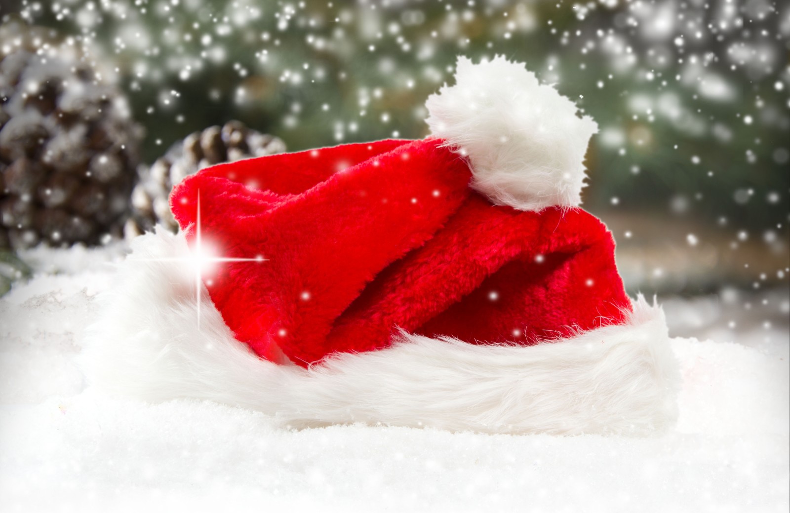 雪, 新年, 圣诞, 快活的, 冬季, 帽子, 圣诞老人, 装饰