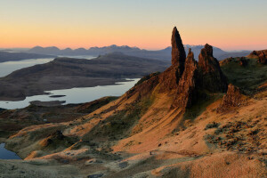 언덕, 스카이 섬, 아침, 산, 사람들, 사진 작가, 스코틀랜드