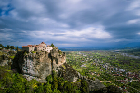 그리스, 유성, 산, 바위, 수도원, 골짜기