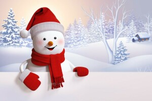 귀엽다, 행복, 눈, 눈사람, 겨울