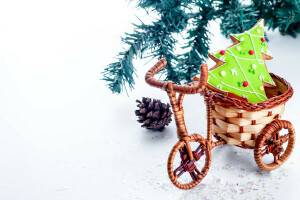 2016 년, 자전거, 꼰, 크리스마스, 쿠키, 오늬 무늬, 명랑한, 새해