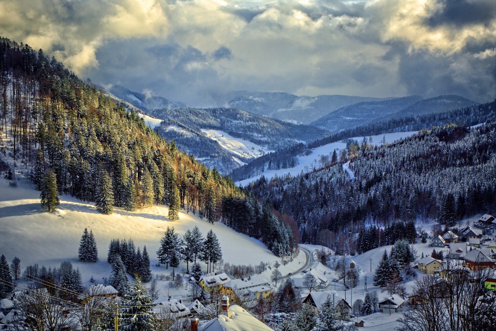 雪, 自然, 冬季, 树木, 山脉, 德国, 坡, 穆根布伦