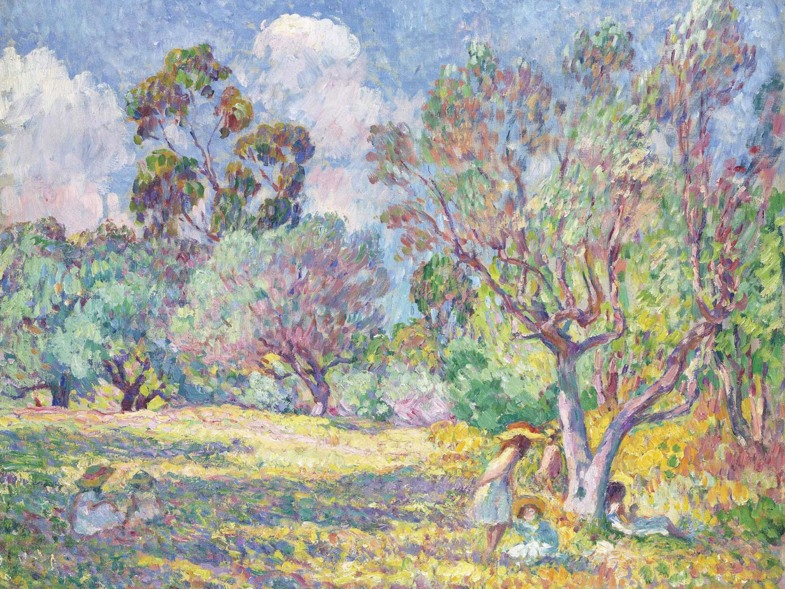 ต้นไม้, ภาพ, สี, ประเภท, Henri Lebacq