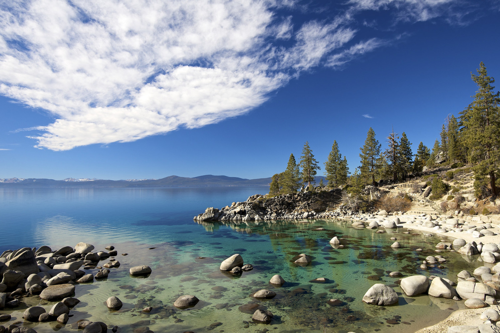 langit, batu, pohon, awan, Danau Tahoe