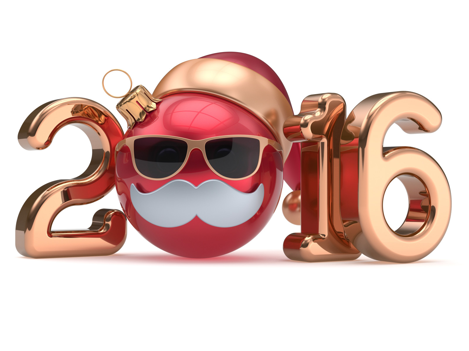 새해, 행복, 공, 피규어, 2016 년, 스마일리