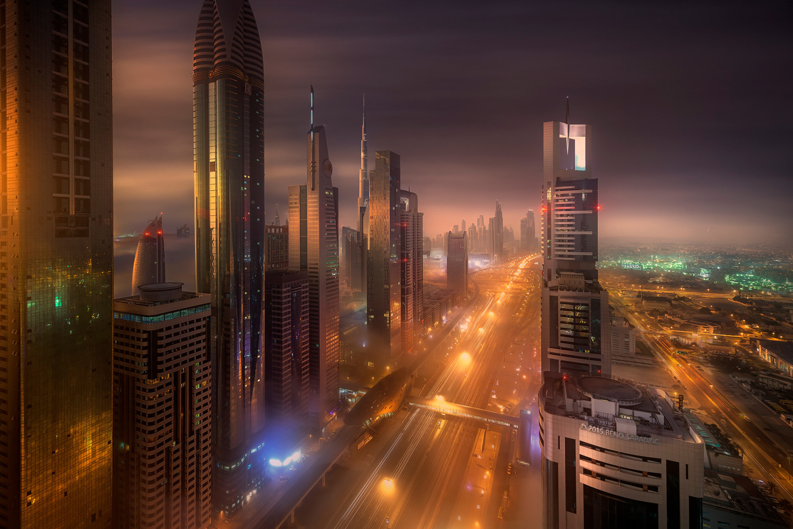 도시, 두바이, 아랍 에미리트, 아침