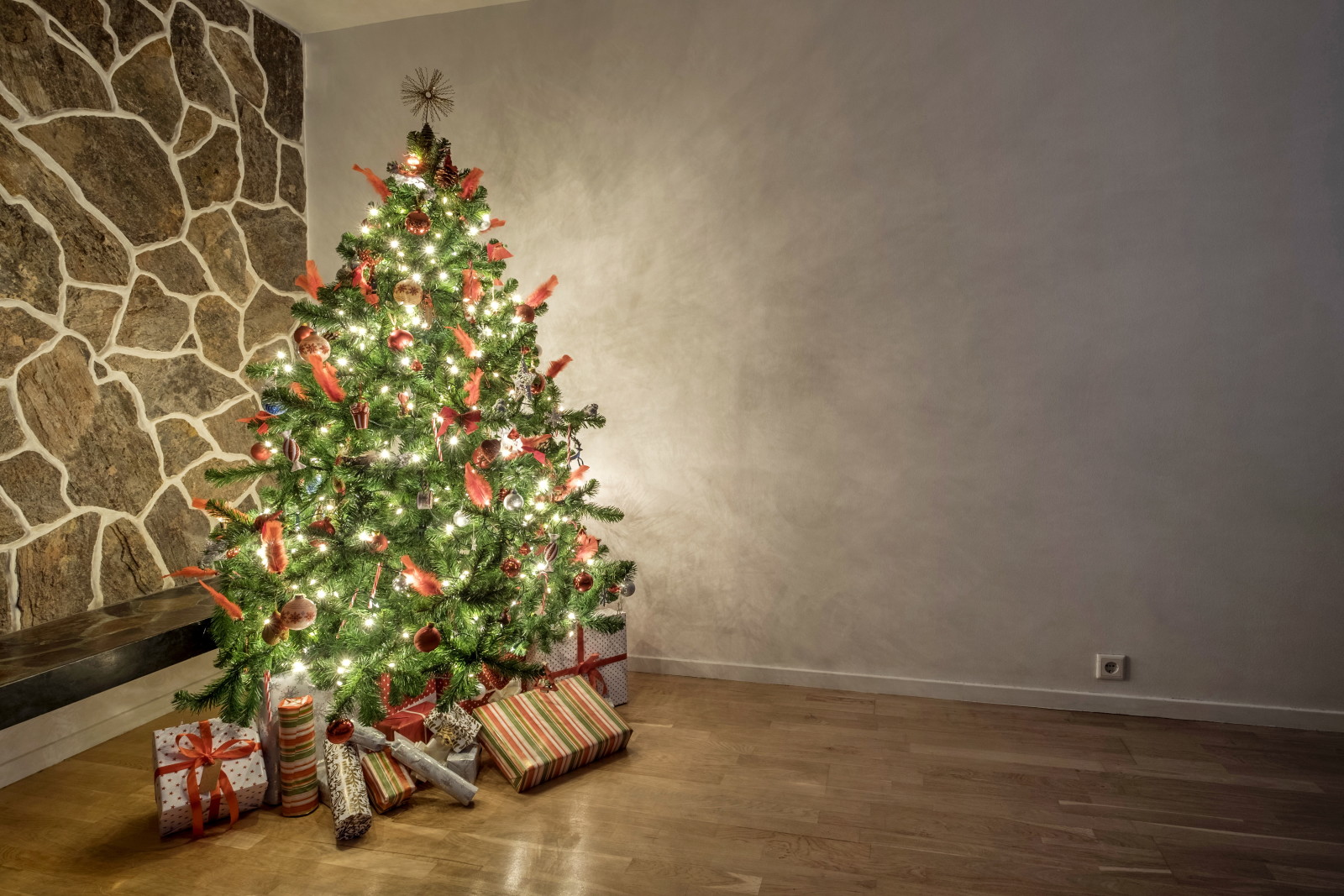 pohon, Tahun baru, hari Natal, dekorasi, Gembira, hadiah, Xmas, lilin