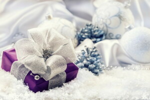 圣诞, 装饰, 礼物, 快活的, 新年, 雪, 圣诞节