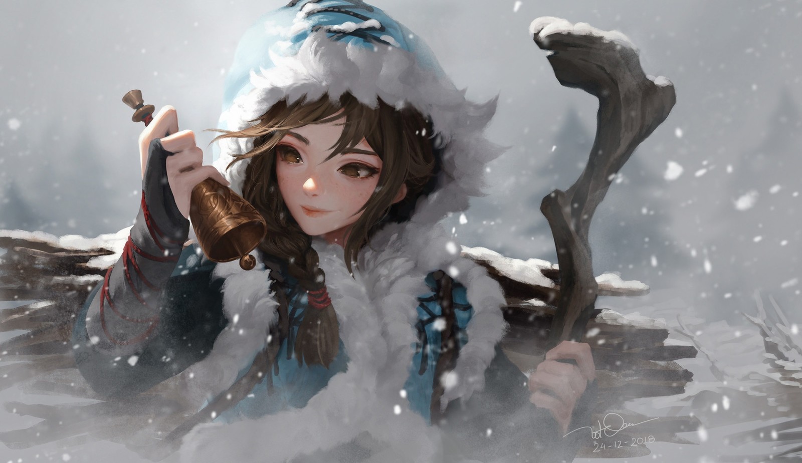 눈, 겨울, 벨, 눈보라, 나이프 르인, artyu 애니메이션