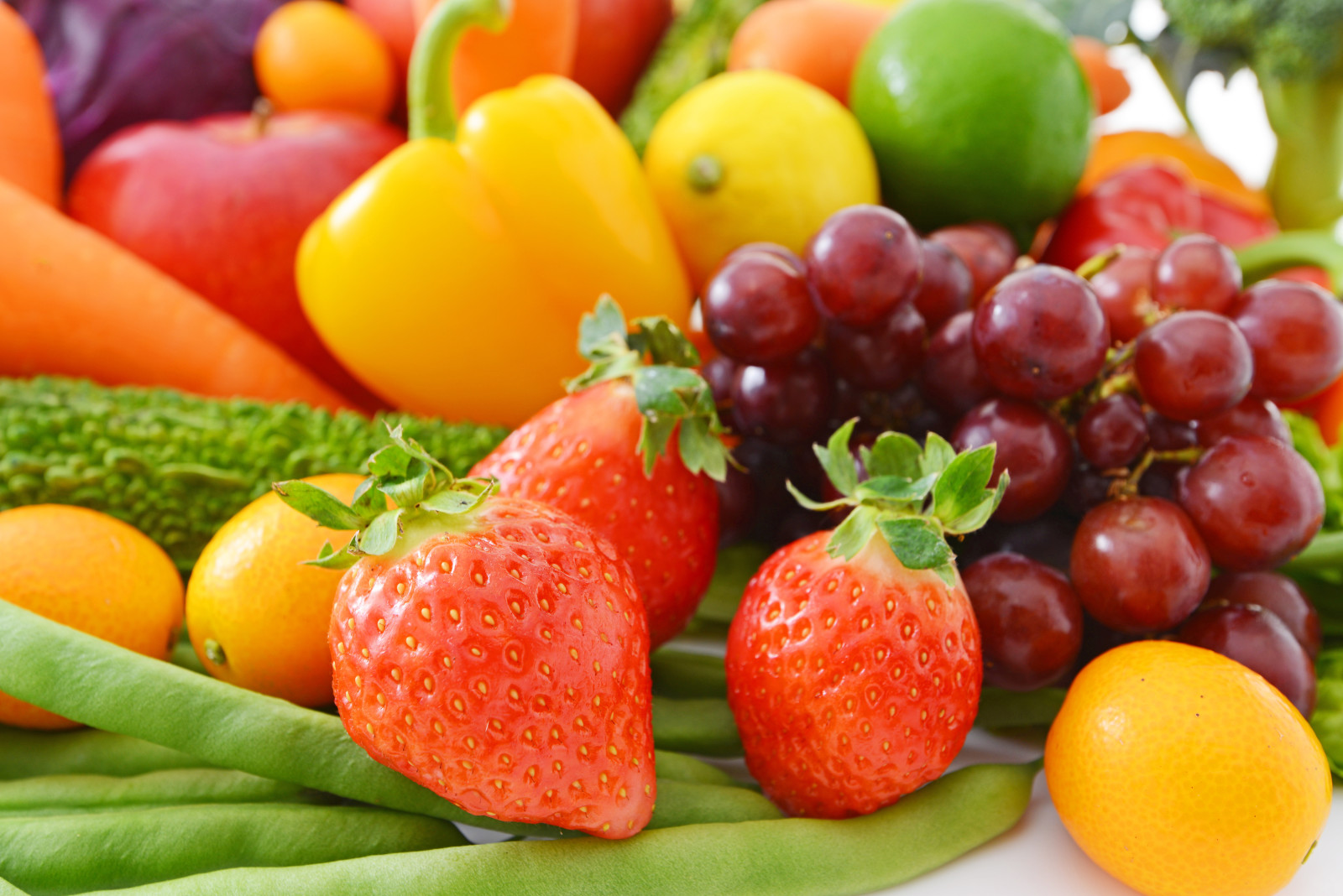 Sayuran, buah beri, segar, stroberi, buah, buah-buahan