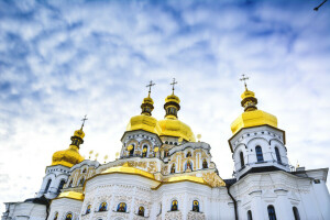 교회에, 둥근 천장, 키에프, 페 체르 시크 라 브라, 종교, 하늘, 우크라이나