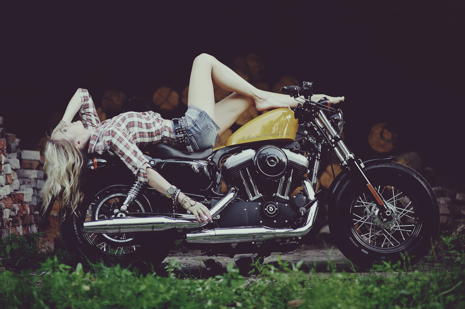 con gái, hình chụp, chân, xe đạp, Harley Davidson, Harley, Maxim Gurtovoy