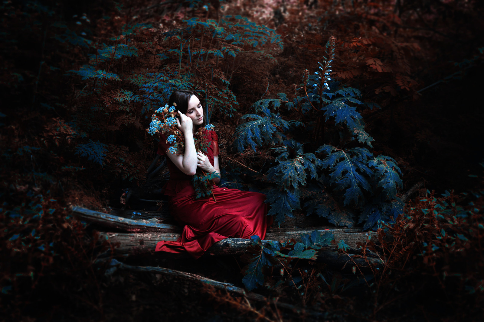 숲, 소녀, 드레스, 로니 가르시아