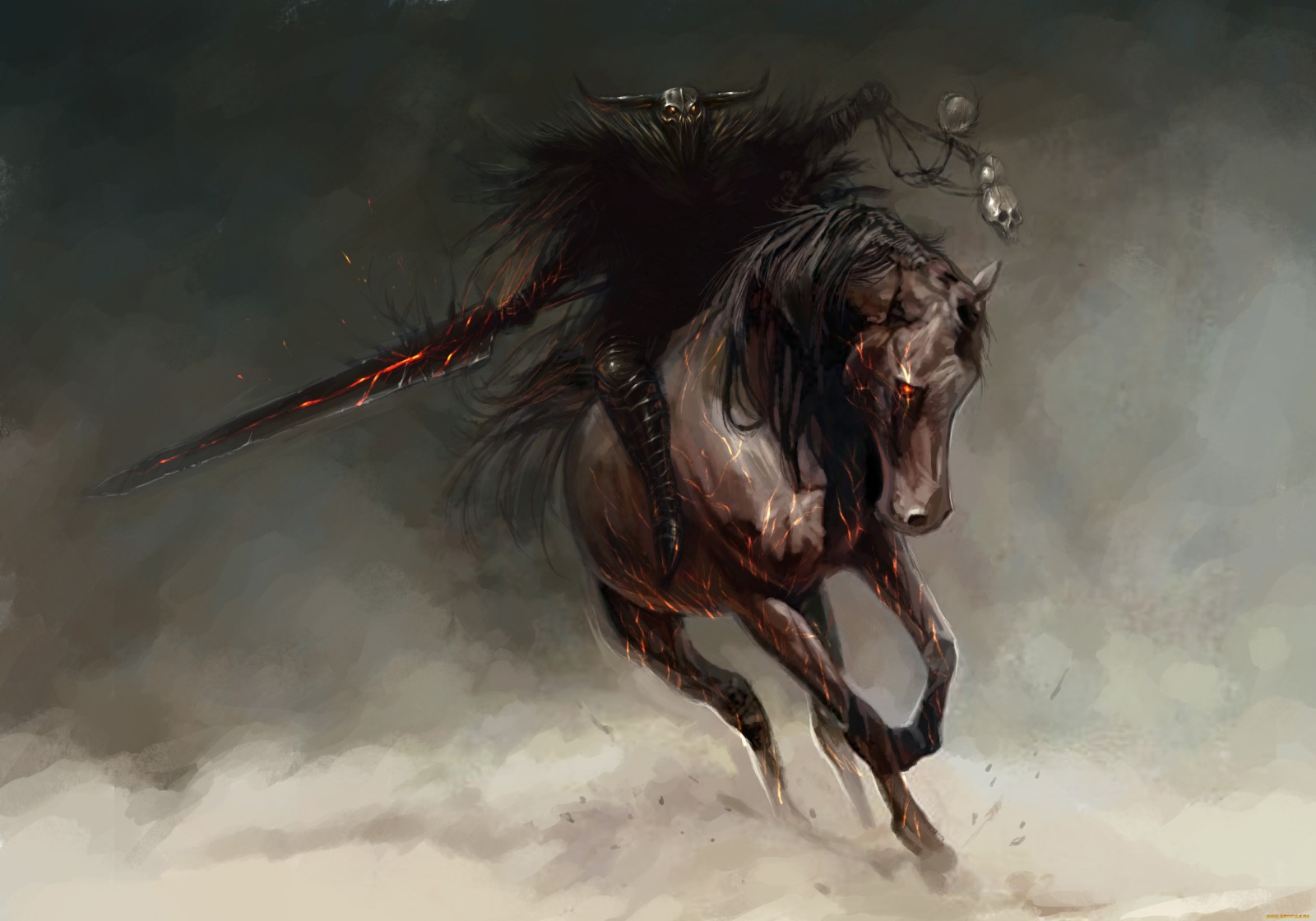 lý lịch, con ngựa, thanh kiếm, bóng tối, ngọn lửa, đầu lâu, kỵ sĩ của ngày tận thế, mũ sắt của lính