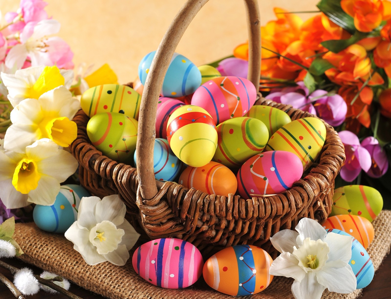 gỗ, ngày lễ, trứng, vui mừng, những bông hoa, mùa xuân, Đầy màu sắc, lễ Phục sinh