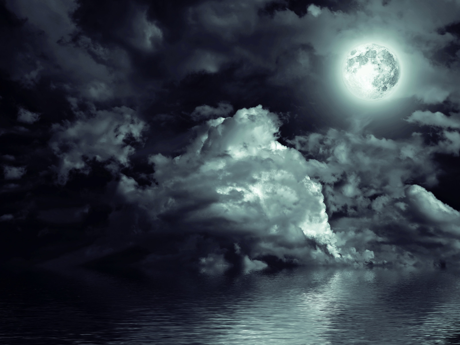 ánh sáng, bầu trời, phong cảnh, biển, đêm, Mặt trăng, những đám mây